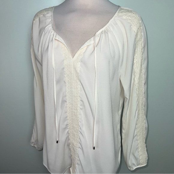 Saint Tropez West Tops - Saint Tropez West Ivory Lace Accent Blouse